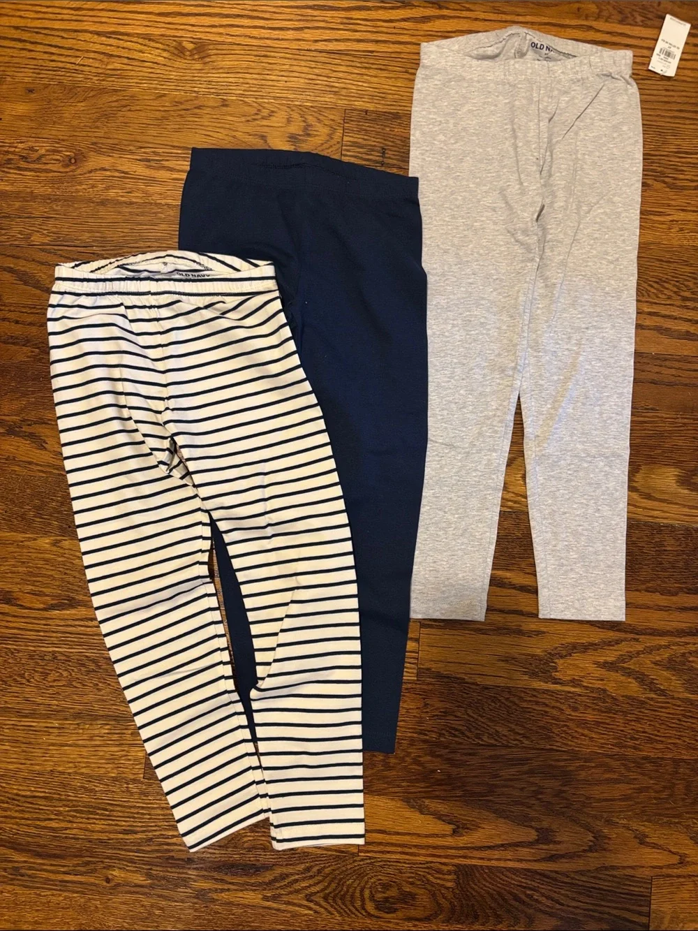 NWT 3 pack Old Navy Kids Leggings Trio - Navy, Gray, White/Navy Stripe